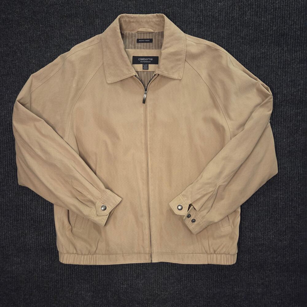 Suede Bomber Jacket Oversized XL Vintage Beige Nude Liz Claiborne